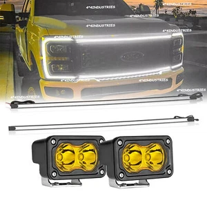For 2017-2022 Ford Super Duty F-250 LED Accent DRL Grille Light Bar & 3"Cube Pod - Foto 1 di 24
