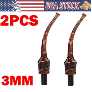 2X 3mm Filters Bent Curved Pipe Stem Replacement Mouthpiece For Tobacco Pipe HOT - Picture 1 of 6