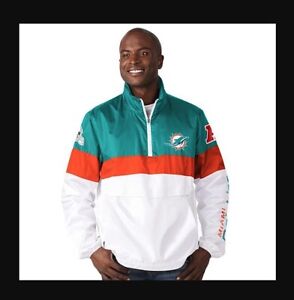 New Official NFL MIAMI DOLPHINS G-III Mens No Huddle Packable Windbreaker Jacket