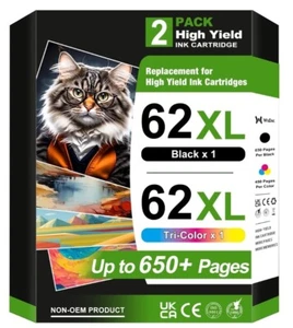 62XL Ink Cartridge Replacement for HP 62 Ink – Compatible with HP ENVY 5540, 564 - Picture 1 of 5