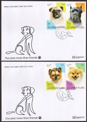AZERBAIYÁN - PERROS DE COMPAÑÍA AZERBAIYANOS 2023 - JUEGO DE 2 FDC Foto 1 de 4