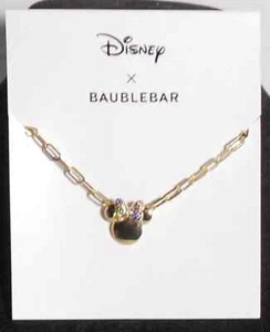 Disney Baublebar Goldtone Minnie Mouse With Rainbow Rhinestone Bow Necklace New - Picture 1 of 1