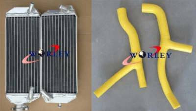 FOR Suzuki DRZ400E 2000-2004 Y K1 aluminum radiator 00 01 02 03 04 & YELLOW hose - Image 1 of 4