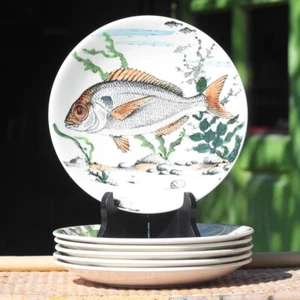 Ensemble de 6 assiettes en faïence de Gien modèle Chambord service pêche - Imagen 1 de 9