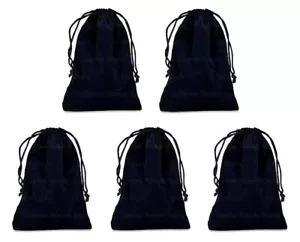 NEW 5 Pieces 3 x 4 Velveteen Cloth Dice Bags – RPG Dice Pouch – Black - Picture 1 of 1