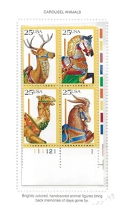 PLATE BLOCK 2390 - 2393 CAROUSEL ANIMALS VF MNH - Picture 1 of 1