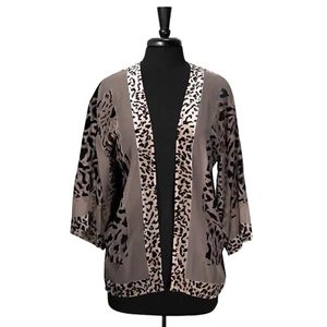 Chico's Easywear Women's Open Cardigan Animal Print Velvet Burnout Jacket 0 S/4 - Picture 1 of 10