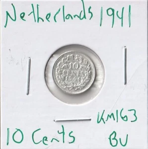 Moneda Países Bajos 10 Céntimos 1941 KM163, plata - Imagen 1 de 4