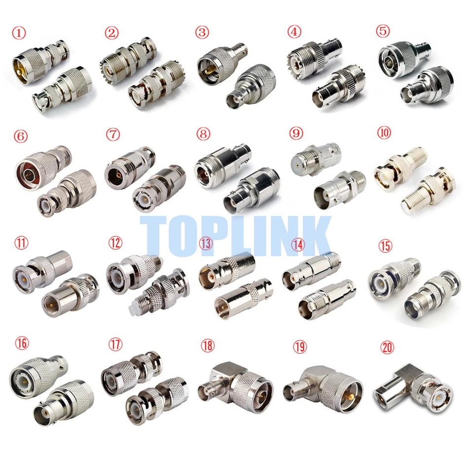 2x BNC Male Female to UHF PL259 SO239 F N FME TNC Male Female Connector Adapter - Image 1 of 1