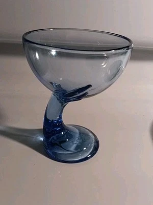 Taza de postre de vidrio ala azul Bormioli Rocco Jerba 11 oz Italia vástago curvo Foto 1 de 3