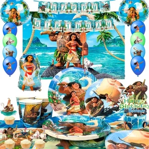 Suministros para fiestas de cumpleaños Moana, juego de 85 piezas decoraciones y vajilla-platos Moana a - Imagen 1 de 13