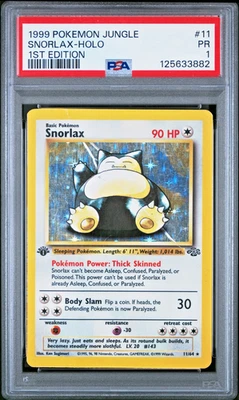 PSA 1 1ST EDITION 1999 Pokemon Jungle Snorlax 11/64 Holo Foil Rare WOTC - Image 1 of 2