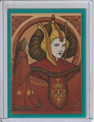 2023 Topps Chrome Star Wars Galaxy Queen Amidala WSW-8 Aqua Refractor #099/199 - Image 1 of 2