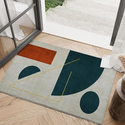 Tapete de área geométrico 2x3 verde abstrato moderno pequeno tapete lavável na máquina faça... - Imagem 1 de 4