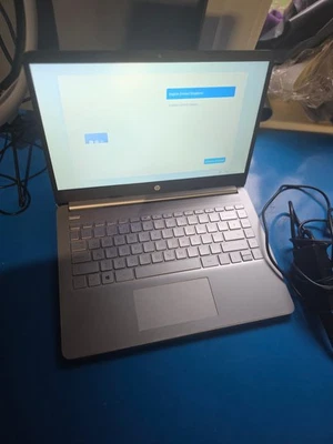 HP Laptop - 128GB SSD, 4GB RAM, Intel Pentium Gold with charger - Image 1 of 2