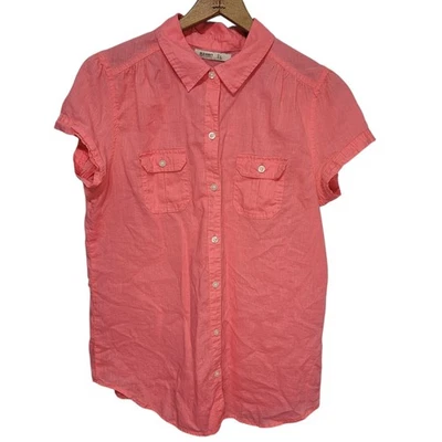 Old Navy Linen Blend Button Up Blouse Pink Size L - Image 1 of 4