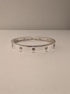 Guess Women's Rhinestone 2.25" Silver One Size Bangle - Picture 1 of 7