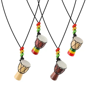 4pcs African Drum Necklace African Drum Decoration Pendants Necklace Gifts - Picture 1 of 12
