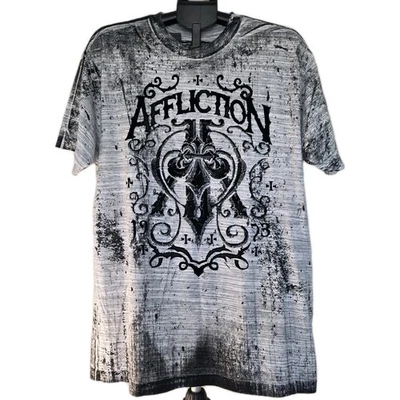 Camiseta Affliction Live Fast Para Hombre Manga Corta Gris Negra Talla XXL 2XL NUEVA SIN ETIQUETAS Foto 1 de 4