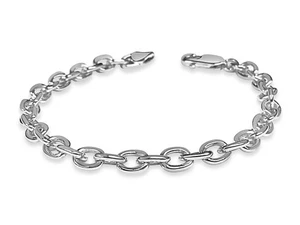 10k massives Weißgold handgefertigtes 5mm ausgefallenes Rolo Gliederarmband, 8", ca. 8,3g - Bild 1 von 3