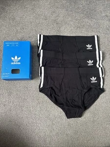 Mens Adidas Originals Comfort Flex Cotton 3-stripes 3pk Black Briefs Size Small - Picture 1 of 10