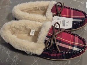 J.Crew Women'sPlaid Faux Fur Lined Slippers,Size 9 NWT - Picture 1 of 4