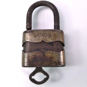 Antique German GEVOV Padlock With Skeleton Key Works - Picture 1 of 10
