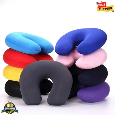 1 pc Inflatable Travel Neck Pillow Soft Plush Cover Car Flight Office NEW - Image 1 of 4