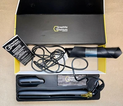 BaByliss PRO Graphite Titanium Ionic Flat Iron 1.25" BGT183UC + Accessories NOS - Image 1 of 4