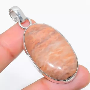 Orange Aventurine Gemstone Handmade 925 Sterling Silver Jewelry Pendant 2.36" - Picture 1 of 9
