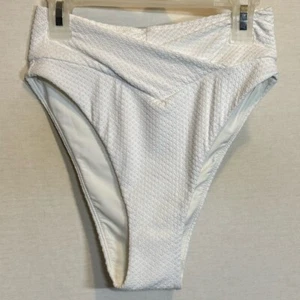 AA-164 Aerie NWT High Cut Cheeky White Summer Swim Bikini Bottoms Size S - Picture 1 of 12