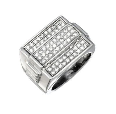 Anillo Pinky Acero Inoxidable 316 Pavé Para Hombre Forma Cuadrada Circonita Foto 1 de 4