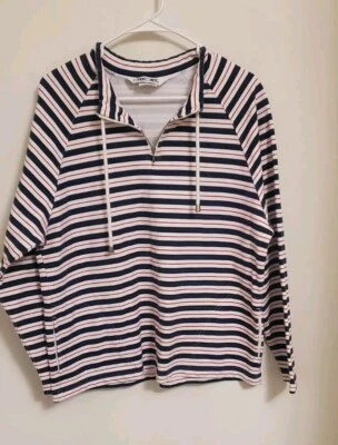 复古 90 年代切诺基条纹长袖女式半拉链上衣 L 码 Y2K — 第 1/4 张图片