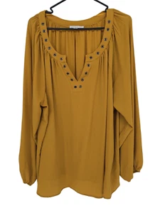 Spense Size 3X Womens Tunic Top Mustard Yellow Long Sleeve Blouse - Picture 1 of 5