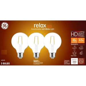 Relax LED Light Bulbs, 40 Watt, Soft White, G25 Globe Bulbs, Clear, Medium Base - Picture 1 of 5