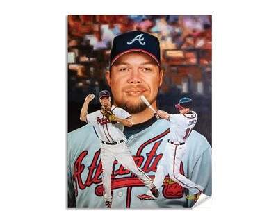Chipper Jones 3rd Base Atlanta Braves MLB Baseball Oil Painting Art Print 1AM3 - Image 1 of 4
