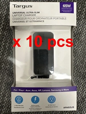Lot 10 pcs of Targus APA92US 65W AC Ultra-Slim Universal Laptop Charger - Image 1 of 4