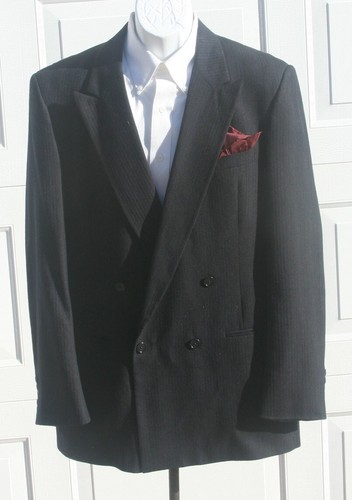 Cappotto sportivo uomo Christian Dior doppio seno lana nera quattro bottoni 42 L