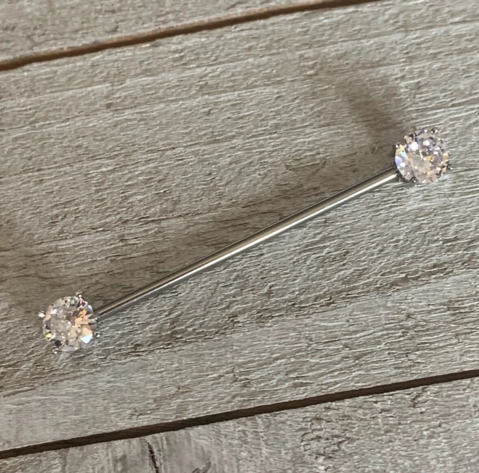 "Barbell industrial calibre 14 circonita cúbica transparente nuevo pendiente cartílago 1,5""" Foto 1 de 1