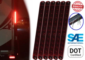 (6) 17" WATERPROOF Red LED Trailer Truck RV Car Stop Tail Turn Light Bar Sealed - Picture 1 of 8