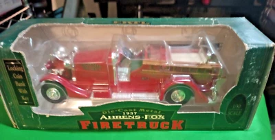 Ertl 1937 Red Ahrens-Fox Fire Truck Locking Bank 1/30 Scale Die Cast Metal NIB - Image 1 of 3