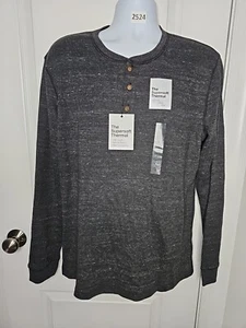 NWT $30 Sonoma Supersoft Thermal Henley Pullover Long Sleeve Large Gray - Picture 1 of 10