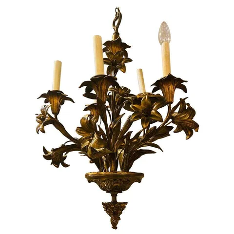 Louis XVI Style Bronze Mounted Five-Light Tulip Design Chandelier Fixture Cover