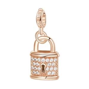 Ciondolo charm lucchetto in argento rosa e zirconi Rosato RZ005 - Foto 1 di 2