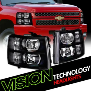 Blk Headlights Headlamps Parking Turn Signal Lamps Nb For 07-14 Chevy Silverado - Picture 1 of 2