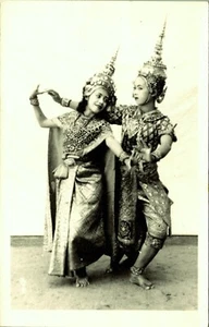 RPPC Dancers Headdress Jacket Sarongs Thai Thailand Real Photo Postcard - Picture 1 of 2