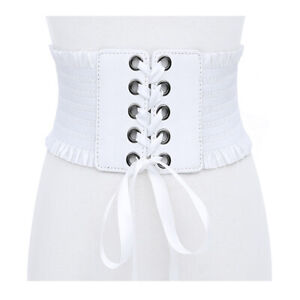 Fashion Stretch Belt Lace Up Tassels Elastic Buckle Wide Dress Corset Waistband
