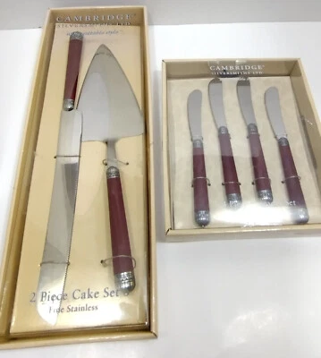 Cambridge 2 peças conjunto de corte e corte de bolo / 4 peças conjunto de facas espalhadoras - Imagem 1 de 4