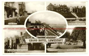 Grand Hotel, Lowestoft, Suffolk. Multi view RP postcard by Tuck - Picture 1 of 2