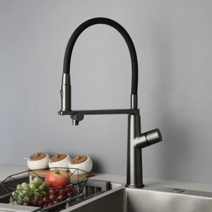 Grifo de lavabo de cocina cepillada rociador caño giratorio mezclador grifos de fregadero - Imagen 1 de 10